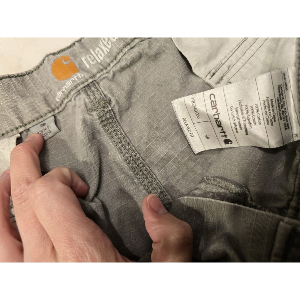 Lot of 2 Carhartt Ripstop Mens Size 38 Shorts Gray and Khaki Relaxed Fit Outdoor - Picture 10 of 11